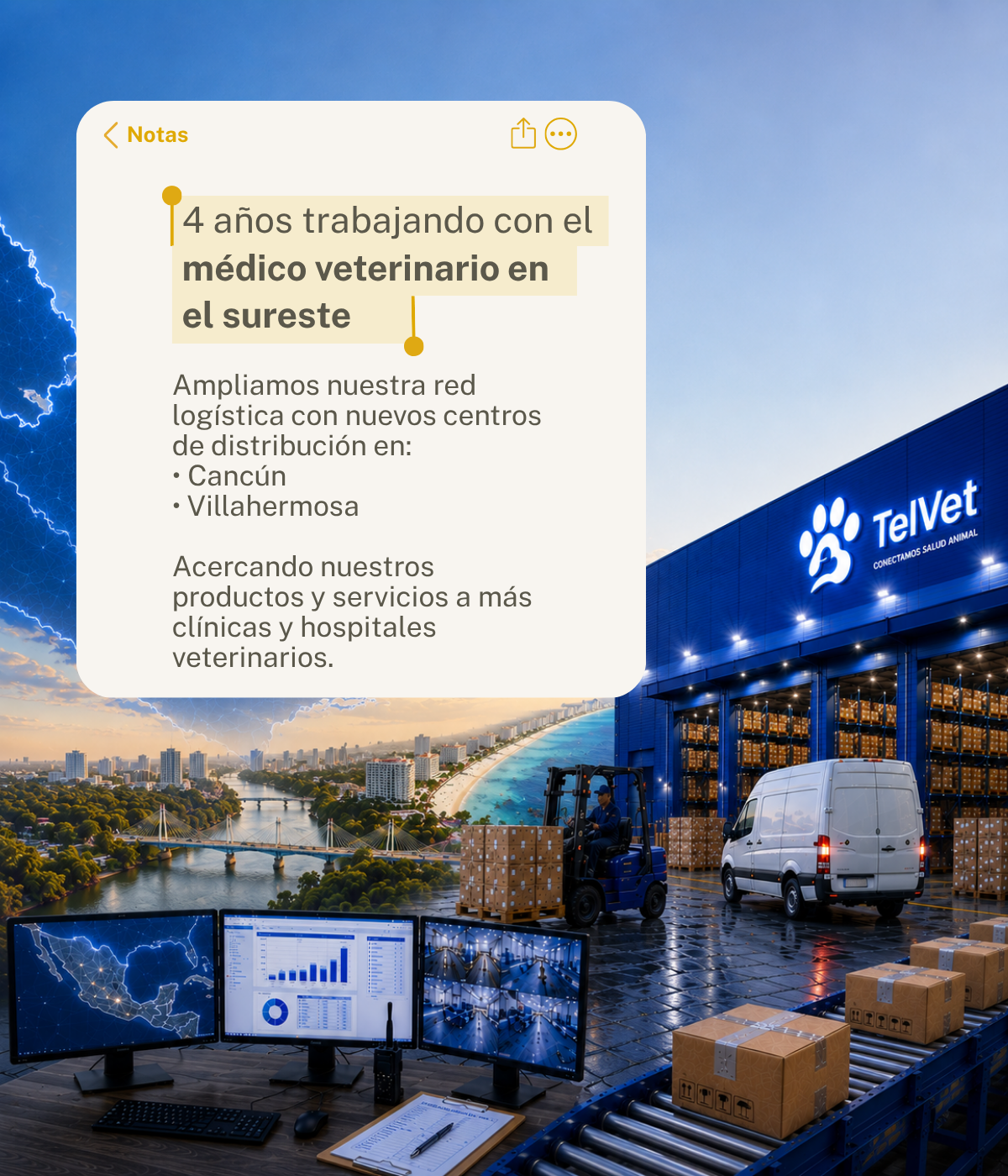 TelVet — Cobertura en el sureste, nuevos CEDIS Cancún y Villahermosa